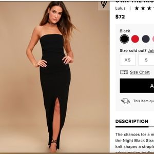 Lulu's Own the Night Black Strapless Maxi Dress